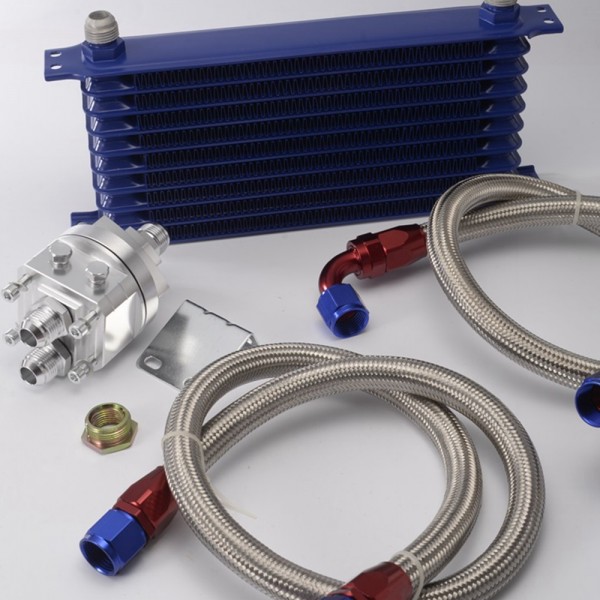 UNIVERSAL 10 ROW OIL COOLER KIT WITH OIL FILTER RELOCATION KIT FOR